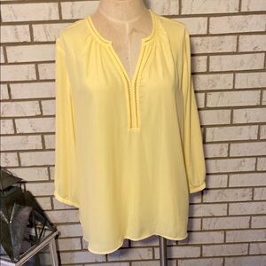 The Limited Yellow Mandarin Collar 3/4 Sleeve Blouse